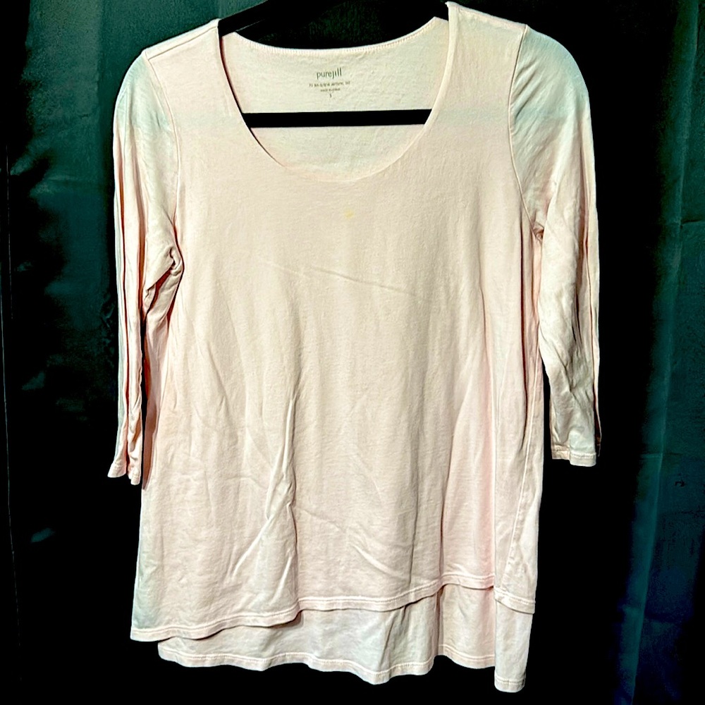 Purejill 3/4 sleeve artistic tee pink